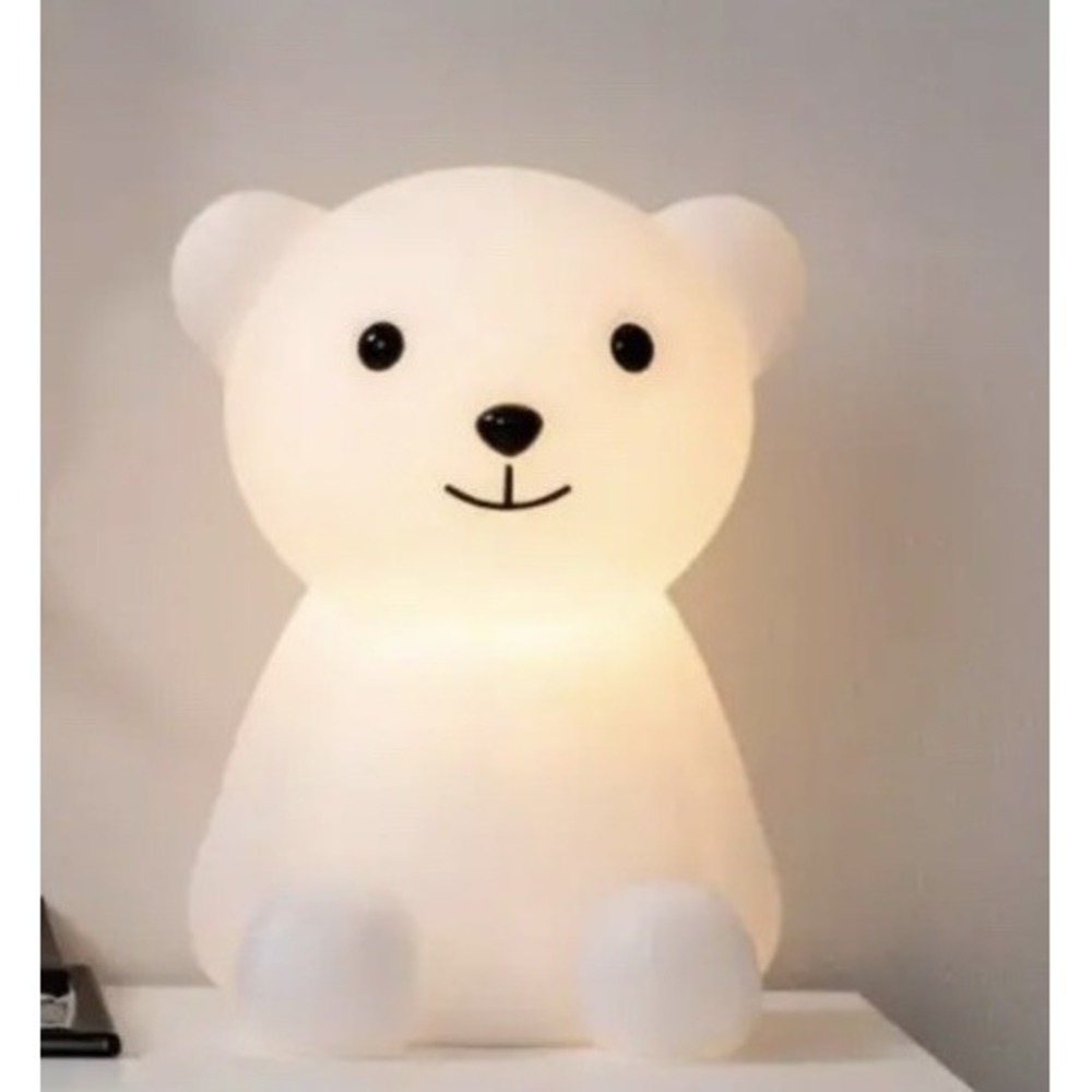 (334/5)Bear Led Nightlight With Energy Efficient Light Bulb White And Black